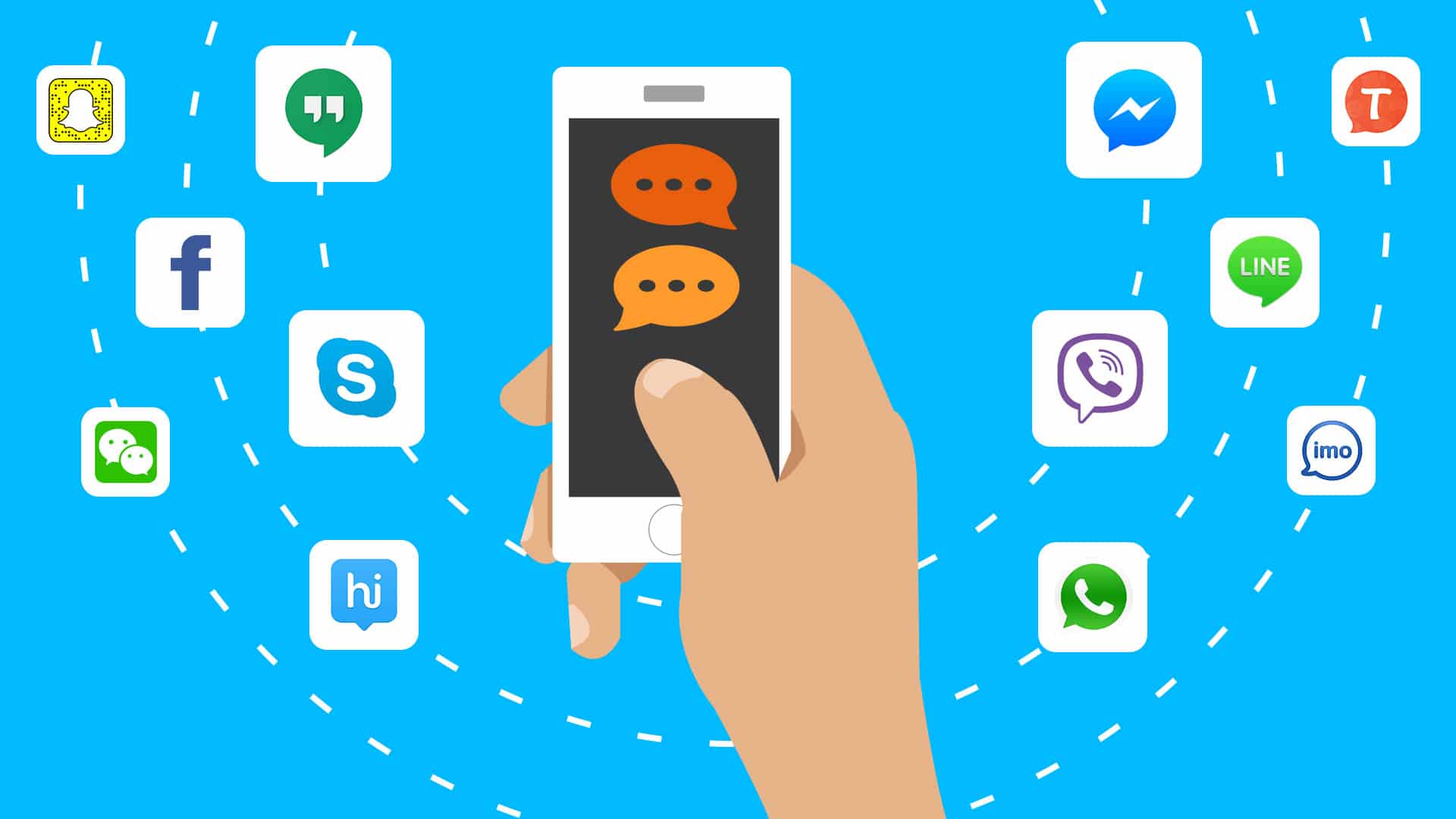 Hand Holding Mobile With Messaging Apps