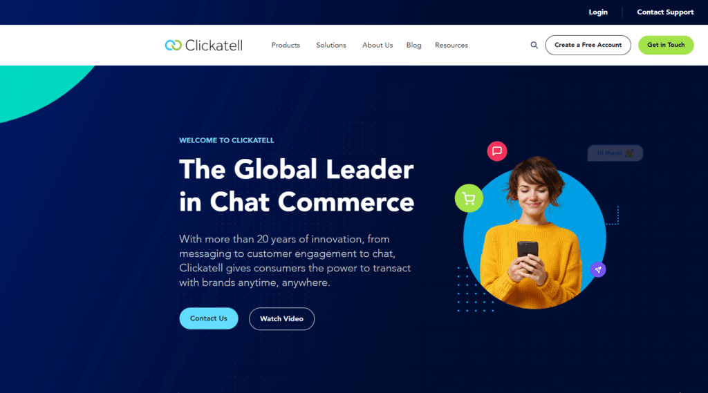 A screengrab of the Clickatell hompage